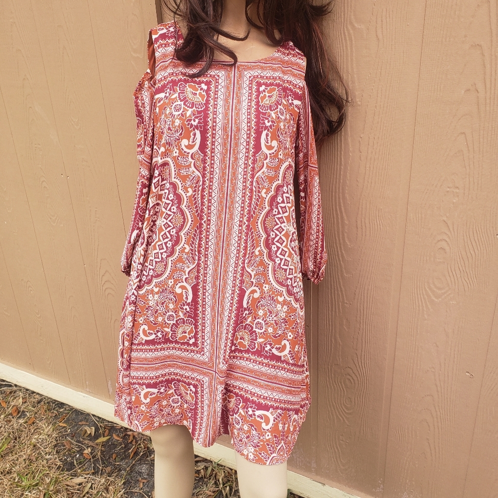 Red and orange dress